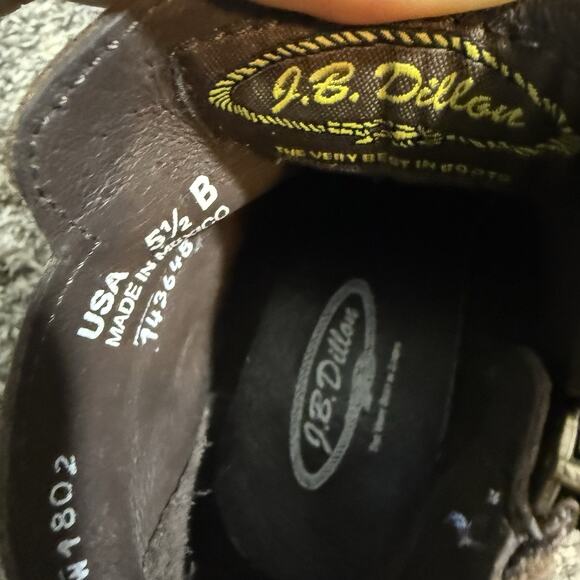 JB Dillon Brown Leather Ankle Boots Buckle Size 5.5 B Block Heel Zip - Picture 6 of 7